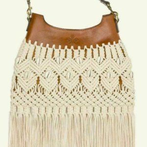 Patricia Nash Fringe Boho Leather Crossbody Bag